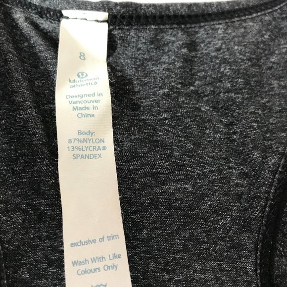 Lululemon CRB Tank Top Dark Charcoal Gray, Size Women's 8 Cool Racerback Yoga - Picture 2 of 9